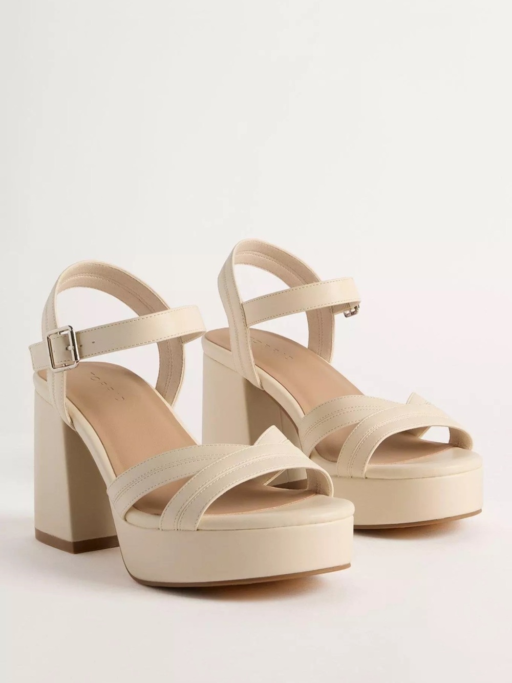 Torrid Beige Two Piece Platform Block Heel Sandals 8.5WW NWT